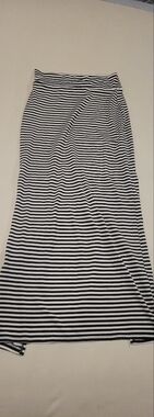 Valia Black and White Striped Maxi Skirt